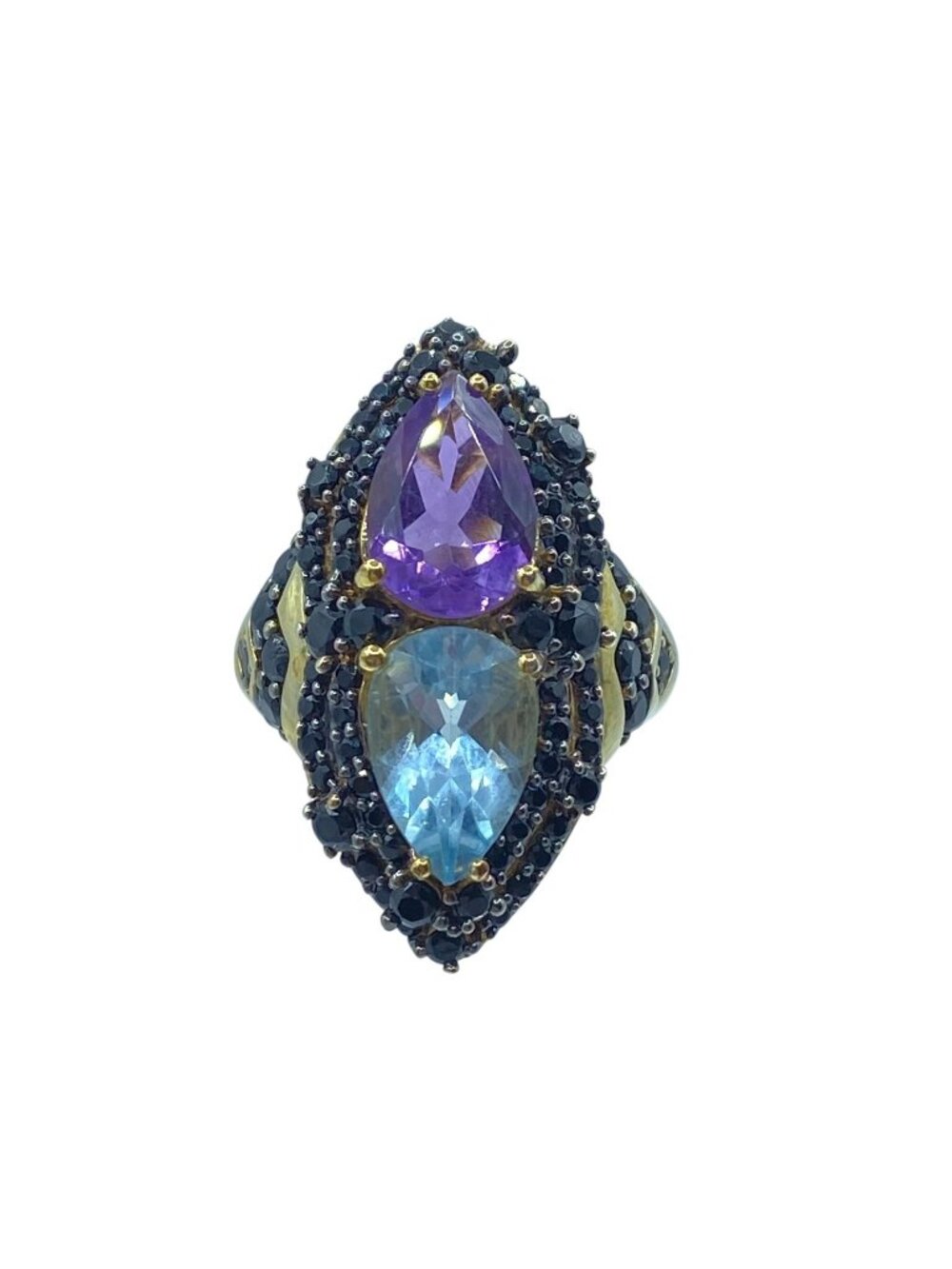 Carol Brodies Rarities Sterling Silver Topaz Amethyst Cocktail Ring 9.5 Vermiel